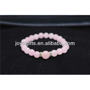 Natural 8MM Rose Quartz Stretch Pulseira / Semi Pedra Preciosa Pulseira